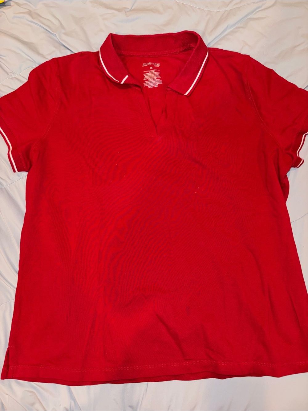 St. John's Bay Women's Short-Sleeve Polo Top - Red, Petite XL